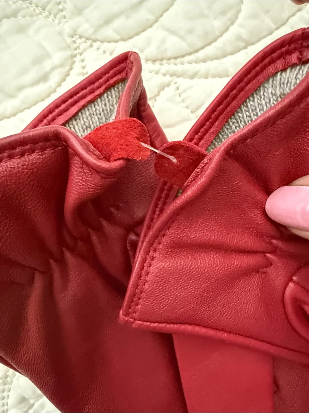 NWOT Charter Club Red Genuine Leather Gloves Wool Cashmere Lined Women’s Size XL